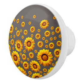 Mooie gele bloemen op grijze achtergrond keramische knop