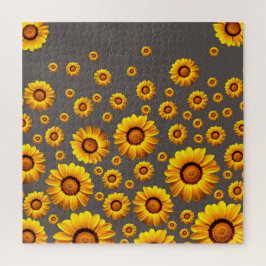 Mooie gele bloemen op grijze achtergrond legpuzzel