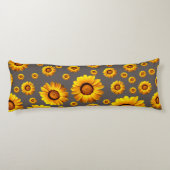 Mooie gele bloemen op grijze achtergrond lichaamskussen (Achterkant)