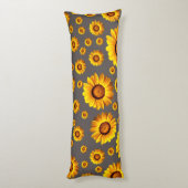 Mooie gele bloemen op grijze achtergrond lichaamskussen (Achterkant (Verticaal))