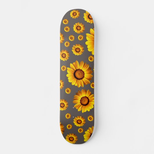 Mooie gele bloemen op grijze achtergrond persoonlijk skateboard (Voorkant)