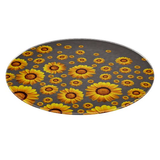 Mooie gele bloemen op grijze achtergrond snijplank (Hoek)