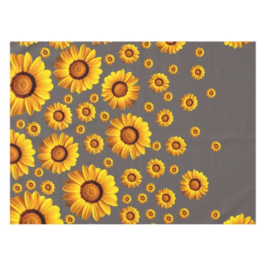 Mooie gele bloemen op grijze achtergrond tafelkleed (Voorkant (Horizontaal))