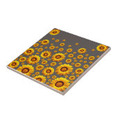 Mooie gele bloemen op grijze achtergrond tegeltje (Zijkant)