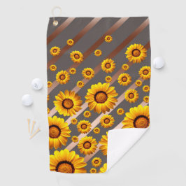 Mooie gele bloemen op grijze, bruine strepen golfhanddoek