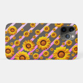 Mooie gele bloemen op grijze, roze strepen Case-Mate iPhone case (Achterkant (horizontaal))