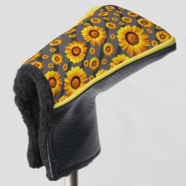 Mooie gele bloemen op grijze, zwarte strepen golfheadcover