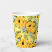 Mooie gele bloemen papieren bekers (Achterkant)
