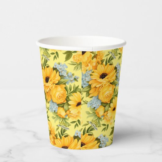 Mooie gele bloemen papieren bekers (Rechts)