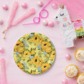 Mooie gele bloemen papieren bordje (Feest)