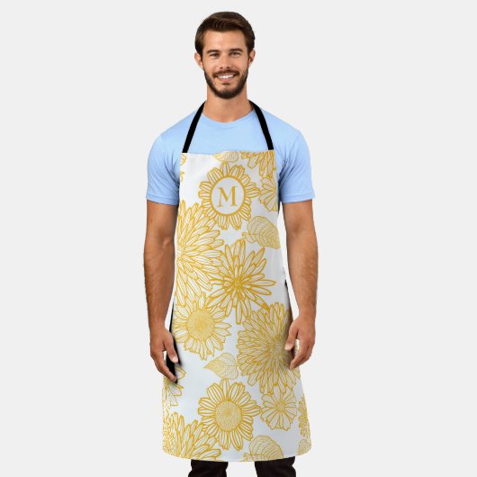 Mooie gele bloemen schort (Gedragen)