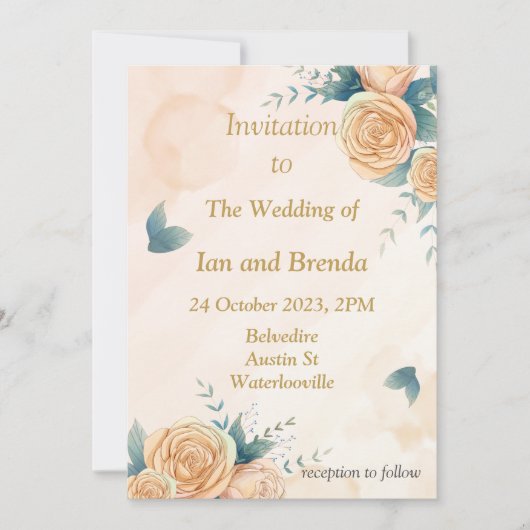 Mooie gele bloemen trouwkaart kaart (Voorkant)