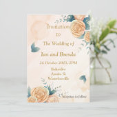 Mooie gele bloemen trouwkaart kaart (Staand voorkant)