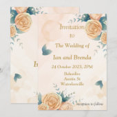 Mooie gele bloemen trouwkaart kaart (Voorkant / Achterkant)