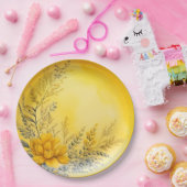 Mooie Gele Bloemen Varens Groene Planten Papieren Bordje (Feest)