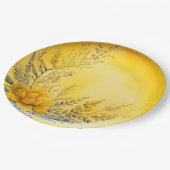 Mooie Gele Bloemen Varens Groene Planten Papieren Bordje (Gekanteld)