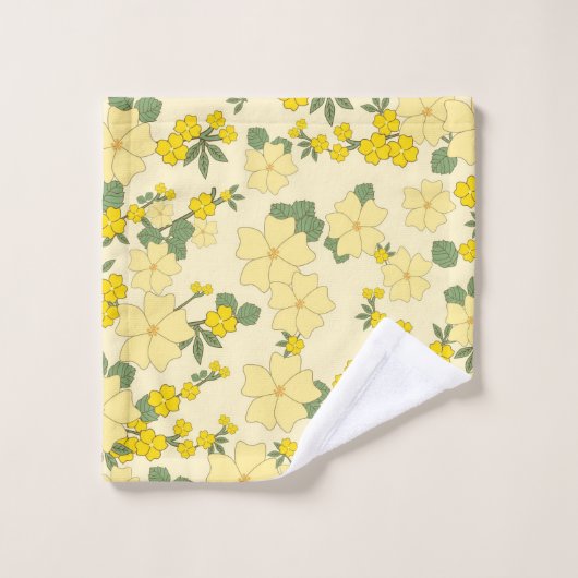 Mooie gele bloemen washandje (Wasdoekje)