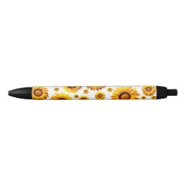 Mooie gele bloemen zwarte inkt pen