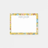 Mooie Gele Bloemmotief Voeg Naam Toe Post-it® Notes (Voorkant)