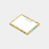 Mooie Gele Bloemmotief Voeg Naam Toe Post-it® Notes (Schuin)