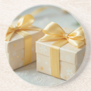 mooie gele cadeau doos zandsteen onderzetter