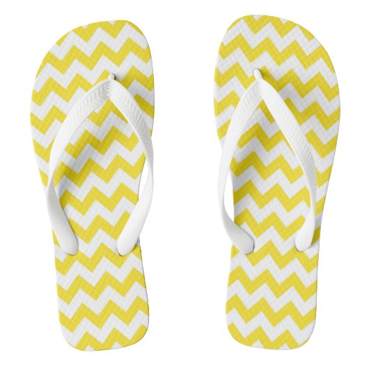 Mooie gele chevron gemêleerde teenslippers (Voetbed)