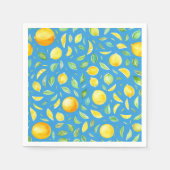 Mooie Gele Citroenen Turquoise Waterverf Patroon Servet (Voorkant)