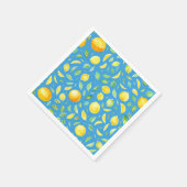 Mooie Gele Citroenen Turquoise Waterverf Patroon Servet (Hoek)