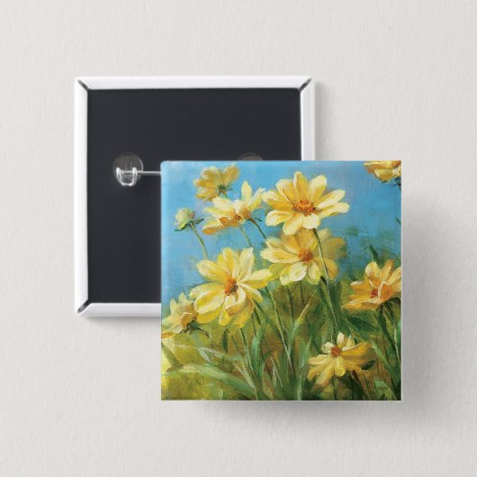 Mooie gele dagen vierkante button 5,1 cm (Voorkant /achterkant)