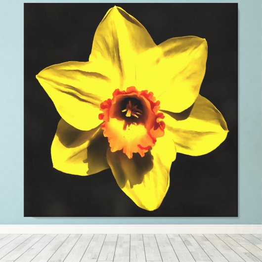 Mooie gele droesem op grijs canvas afdruk (Insitu (Houten vloer))