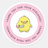 Mooie Gele Eend Bedankt Ronde Sticker (Voorkant)