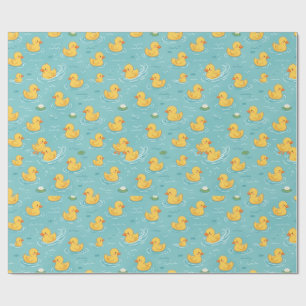 Mooie Gele Eend Vijver Patroon Cadeaupapier