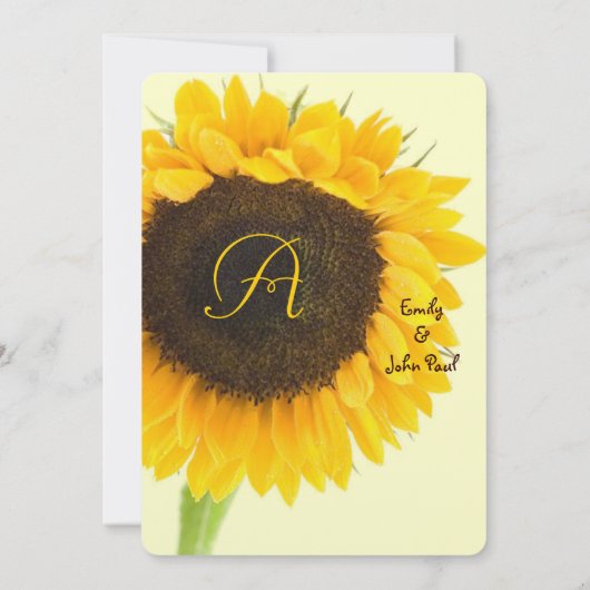 Mooie gele elegantie zonnebloem bruiloft kaart (Achterkant)