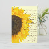 Mooie gele elegantie zonnebloem bruiloft kaart (Staand voorkant)