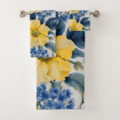 Mooie gele en blauwe bloemen bad handdoek (Insitu)