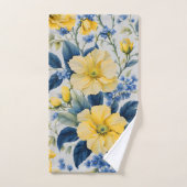 Mooie gele en blauwe bloemen bad handdoek (Handdoek)