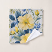 Mooie gele en blauwe bloemen bad handdoek (Wasdoekje)