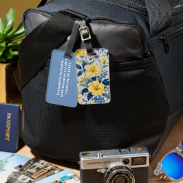 Mooie gele en blauwe bloemen bagagelabel
