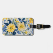 Mooie gele en blauwe bloemen bagagelabel (Voorkant horizontaal)
