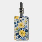 Mooie gele en blauwe bloemen bagagelabel (Voorkant verticaal)