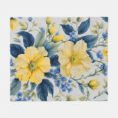 Mooie gele en blauwe bloemen fleece deken (Voorkant (Horizontaal))