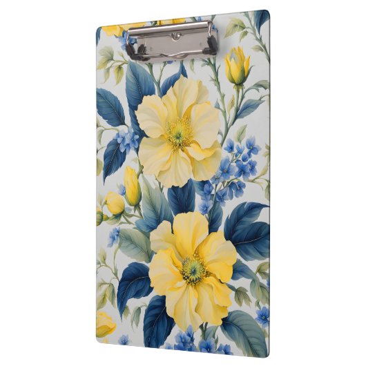 Mooie gele en blauwe bloemen klembord (Links)