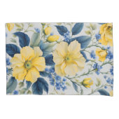 Mooie gele en blauwe bloemen kussensloop (Voorkant-Links)