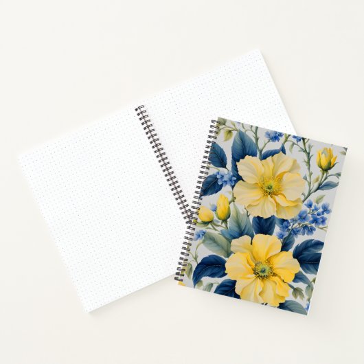 Mooie gele en blauwe bloemen notitieboek (Binnen)