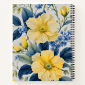 Mooie gele en blauwe bloemen notitieboek (Achterkant)