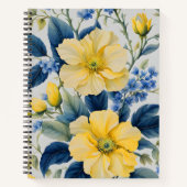 Mooie gele en blauwe bloemen notitieboek (Voorkant)
