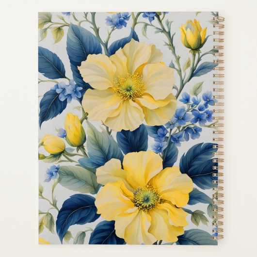 Mooie gele en blauwe bloemen planner (Achterkant)