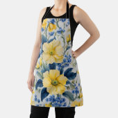 Mooie gele en blauwe bloemen schort (Insitu)