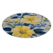 Mooie gele en blauwe bloemen snijplank (Hoek)