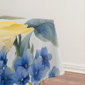 Mooie gele en blauwe bloemen tafelkleed (Voorbeeld)